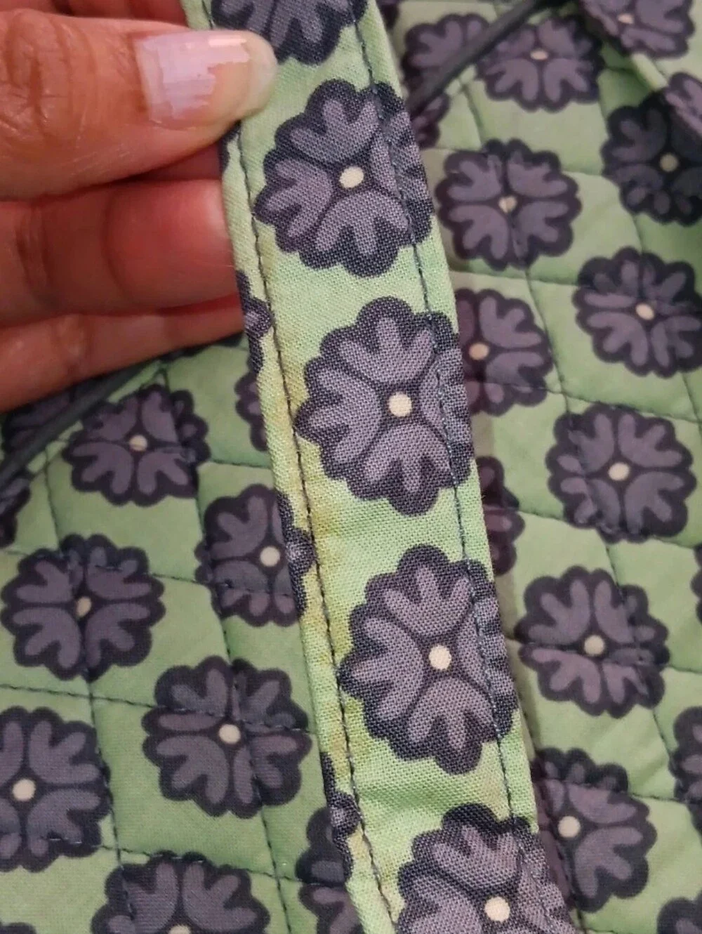 Vera Bradley Green and Gray Quilted Floral Crossbody Bag